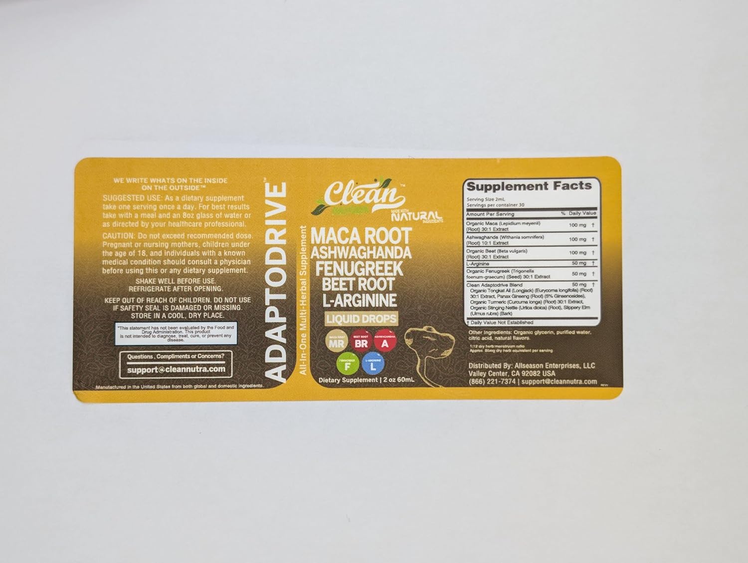 Organic Maca Root Liquid Drops with Ashwagandha - Liquid Multivitamin for Women and Men - Adapto Drive