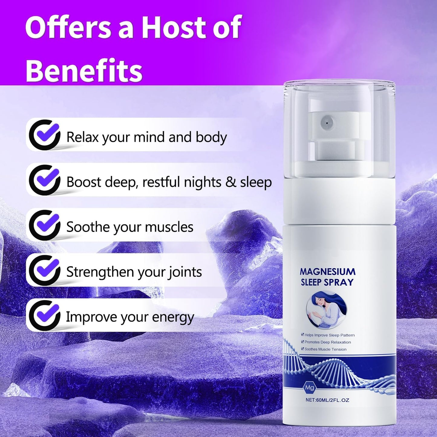 Organic Magnesium Oil Spray for Skin, Feet, Sleep & Relaxation - Pure Natural Formula with Easy Absorption - Non-Toxic Formula without Harmful Minerals