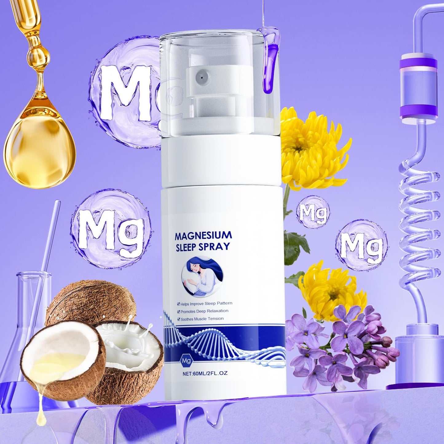 Organic Magnesium Oil Spray for Skin, Feet, Sleep & Relaxation - Pure Natural Formula with Easy Absorption - Non-Toxic Formula without Harmful Minerals