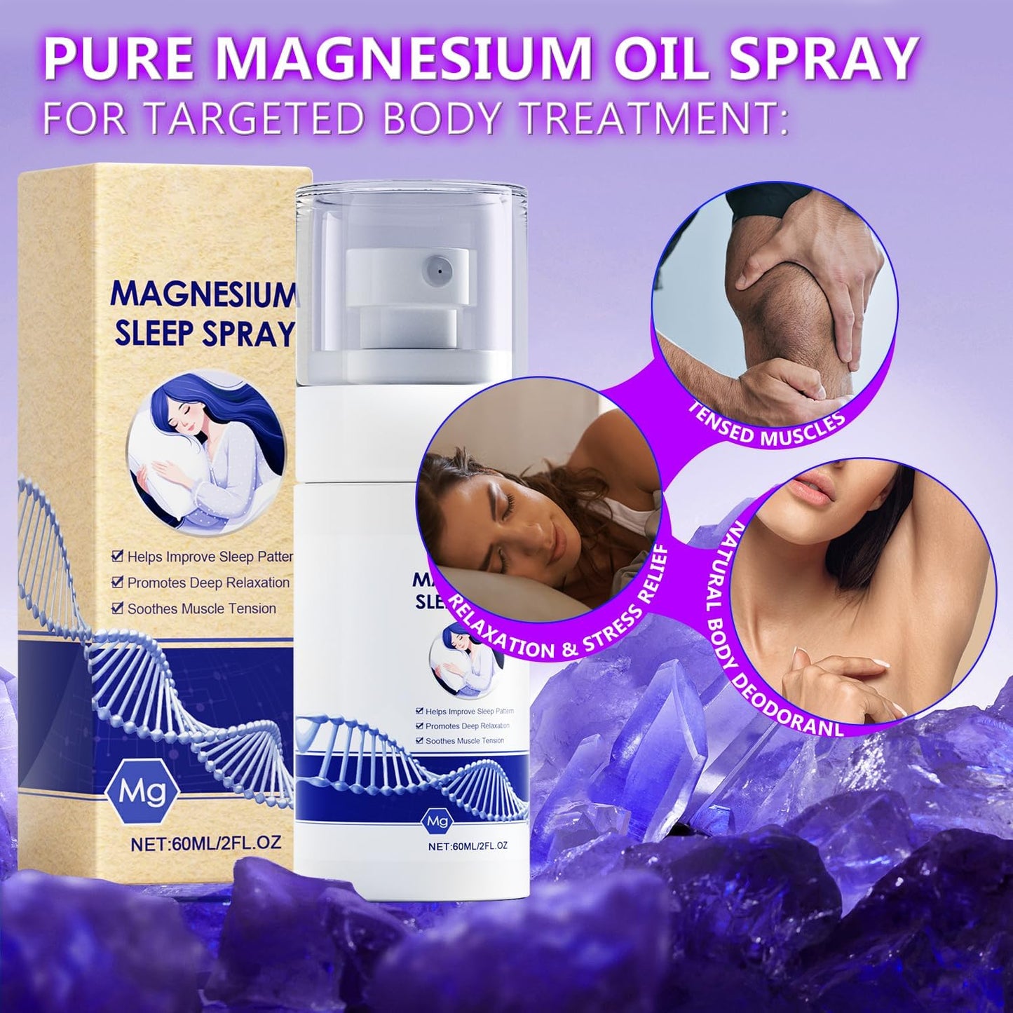 Organic Magnesium Oil Spray for Skin, Feet, Sleep & Relaxation - Pure Natural Formula with Easy Absorption - Non-Toxic Formula without Harmful Minerals