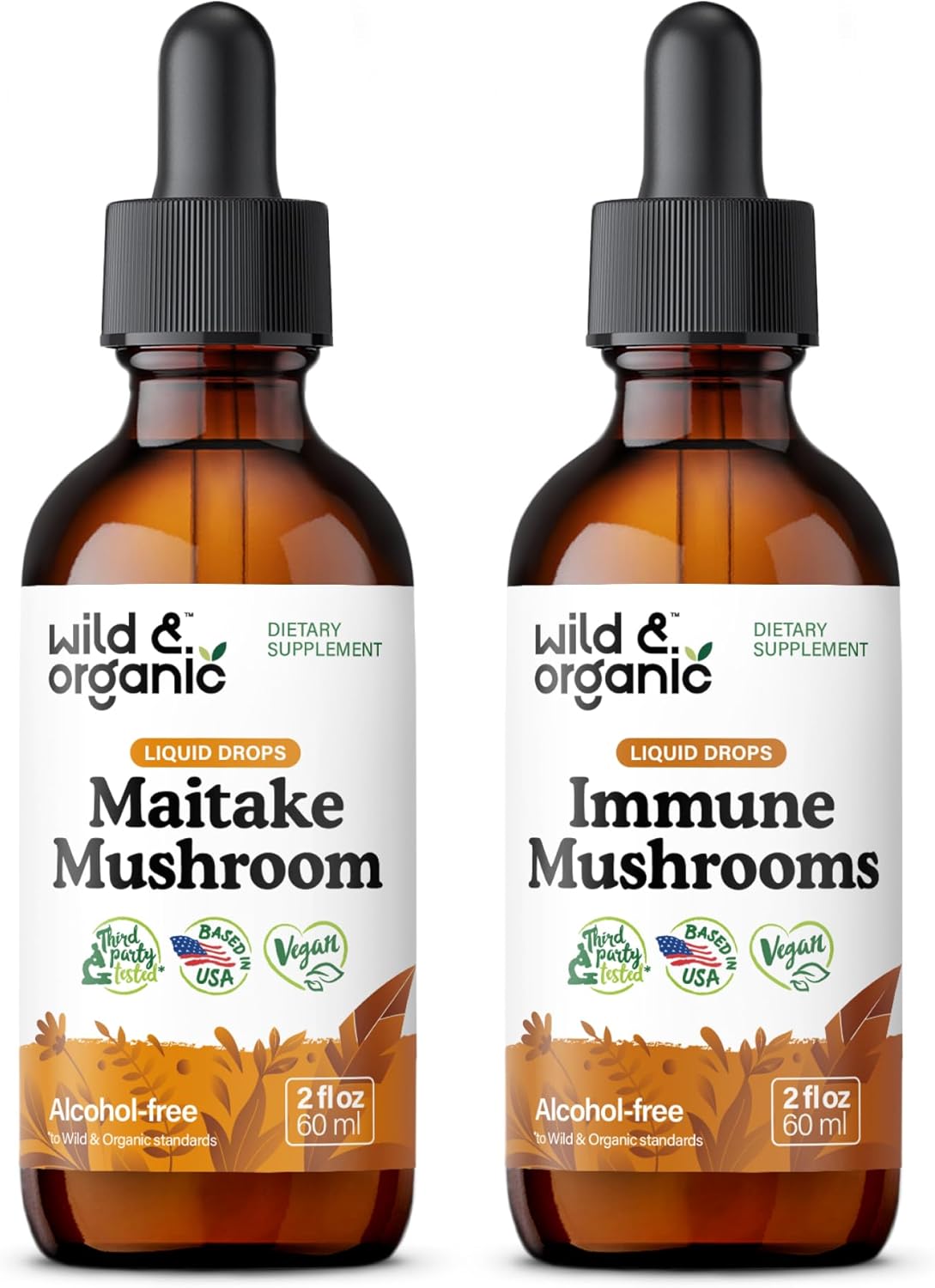 Organic Maitake Mushroom and Immune Boost Tincture Bundle - 2 fl oz Each