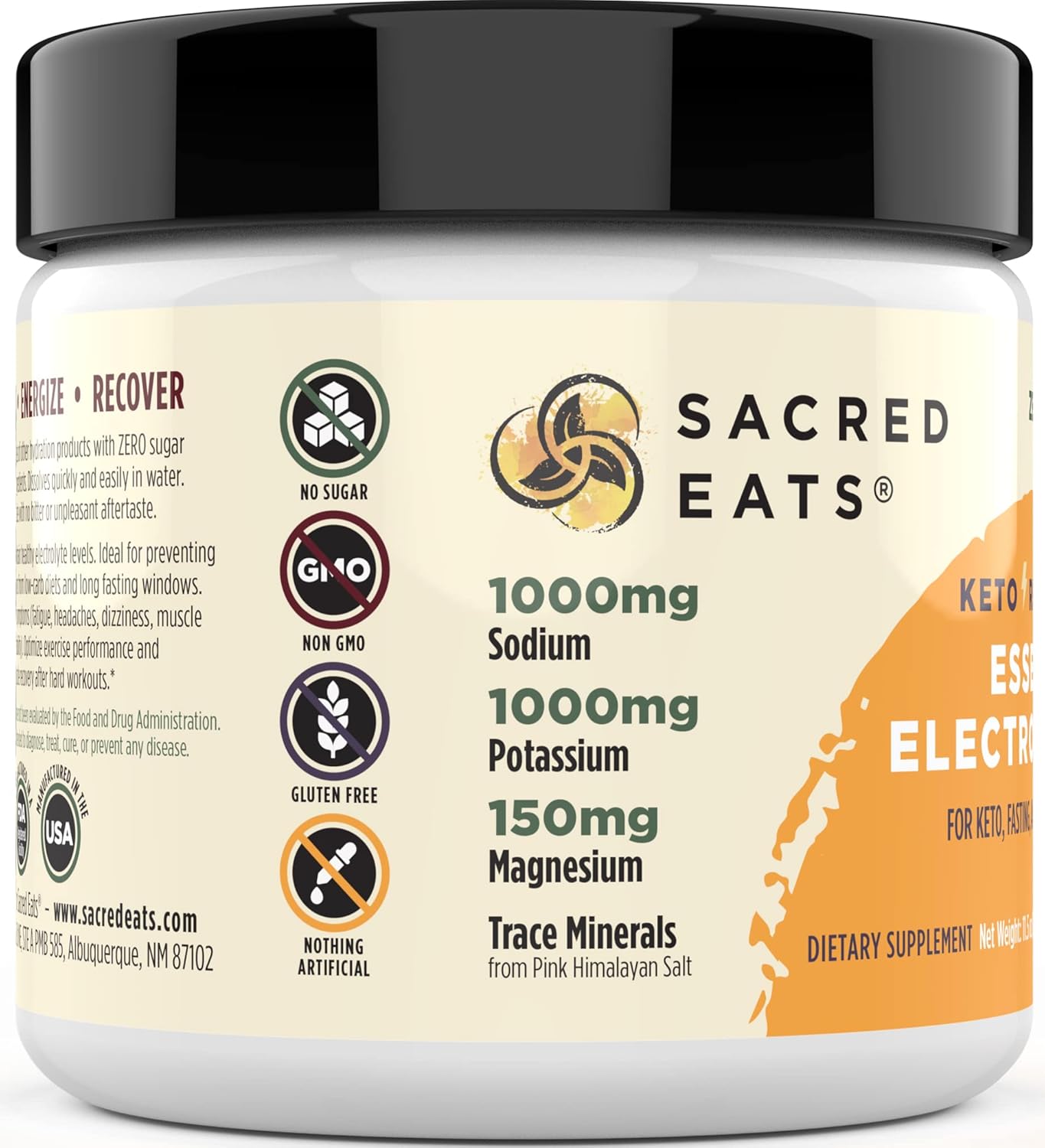 Organic Mango Keto Electrolyte Powder | 1000mg Potassium & Sodium, 150mg Magnesium | Monk Fruit Sweetened | Hydration Supplement for Keto Diet | 30 Servings