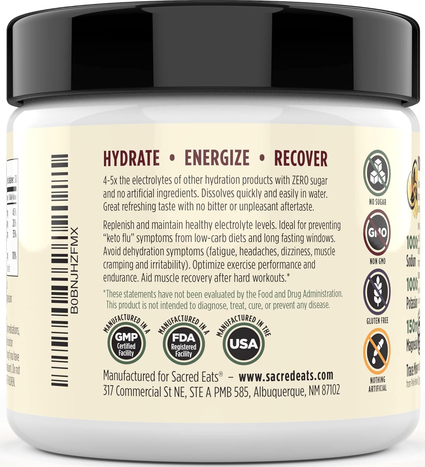 Organic Mango Keto Electrolyte Powder | 1000mg Potassium & Sodium, 150mg Magnesium | Monk Fruit Sweetened | Hydration Supplement for Keto Diet | 30 Servings