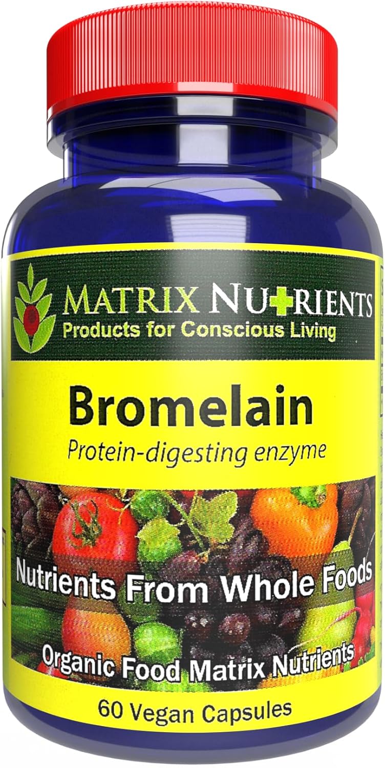 Organic Matrix Nutrients BROMELAIN Capsules - Highly Potent Vegan Enzyme for Improved Digestion (60ct)