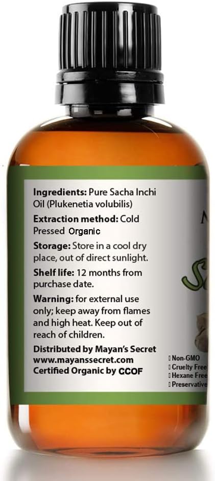 Organic Mayan Sacha Inchi Oil - USDA Certified Omega-3-6-9 Supplement