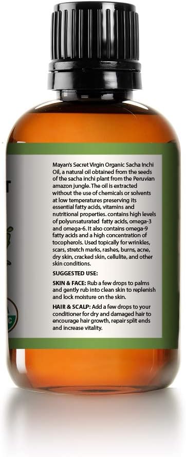 Organic Mayan Sacha Inchi Oil - USDA Certified Omega-3-6-9 Supplement