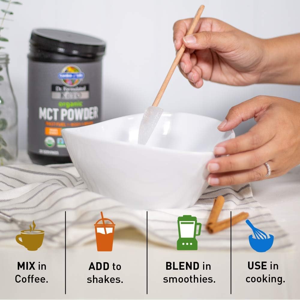 Organic MCT Powder with Probiotics & Fiber - 30 Servings, 6g MCTs from Coconuts, Certified Organic & Vegan