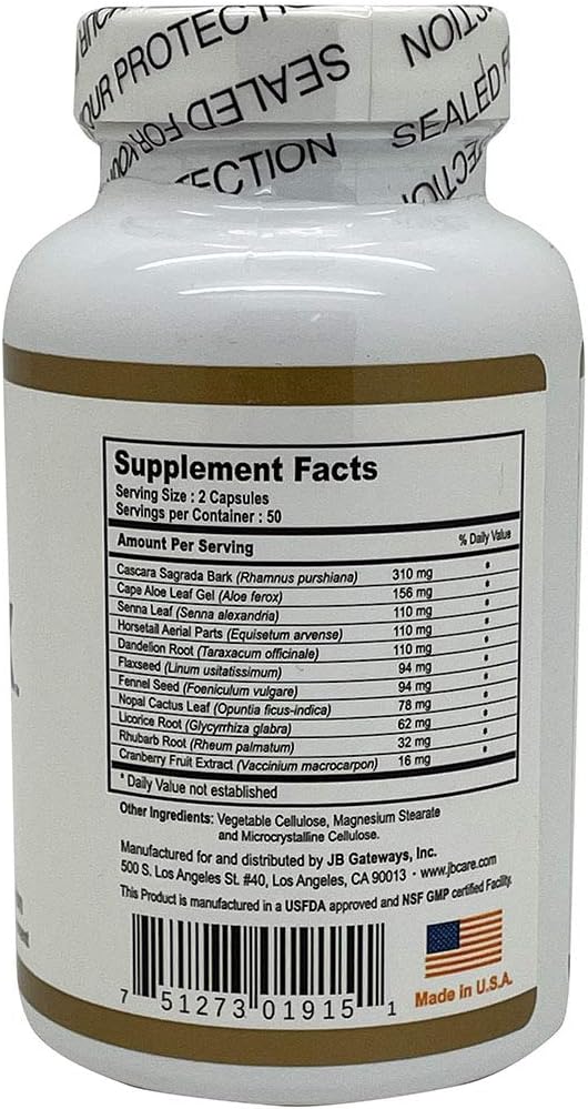 Organic Mega Cleanse Detox Capsules - 600mg, 100 Count - Natural Dietary Supplement