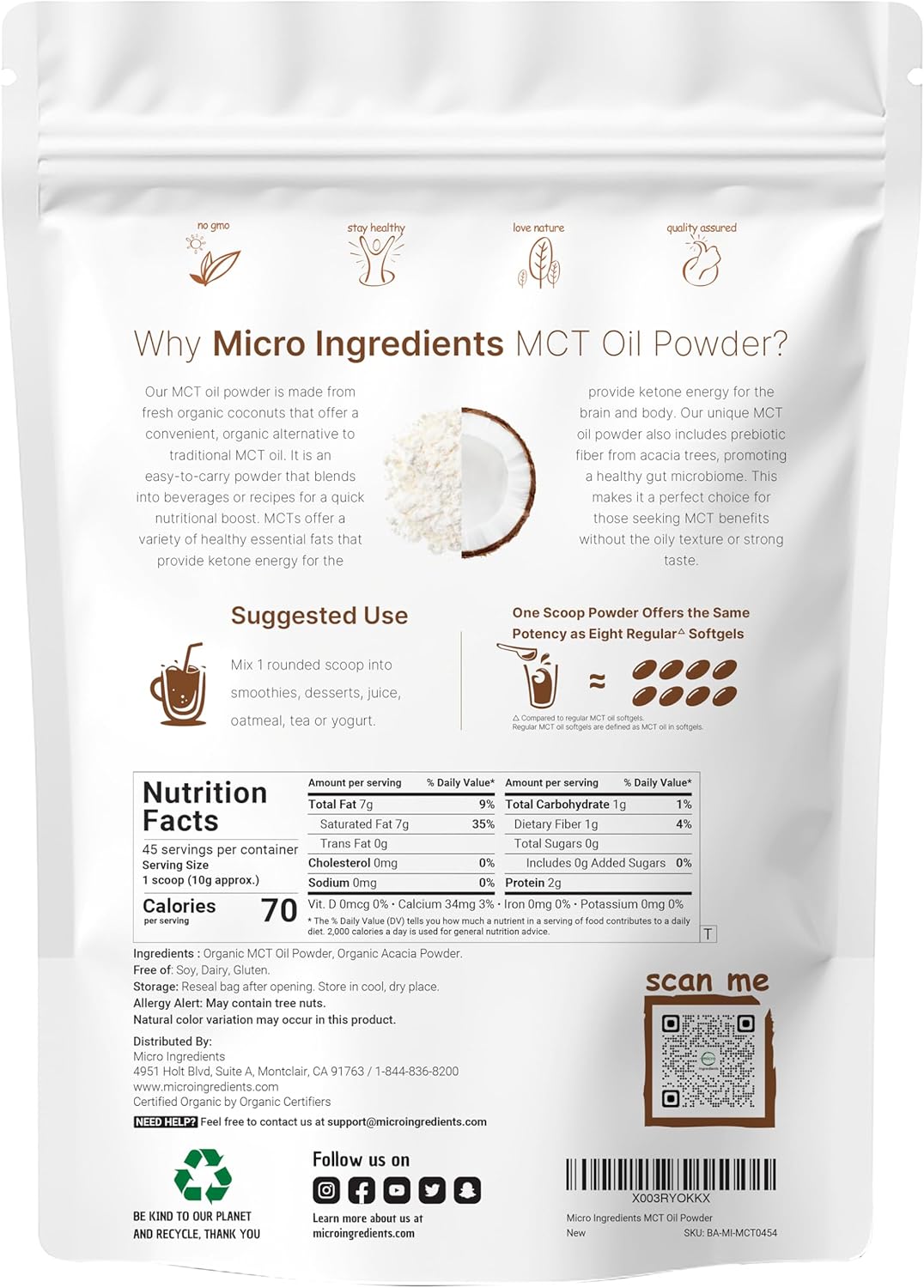 Organic Mega Mushroom Powder & MCT Oil Powder Bundle - 10oz & 1lb | 10 in 1 Mushroom Complex with C8 MCT Oil & Plant-Based Creamer Pack of 2