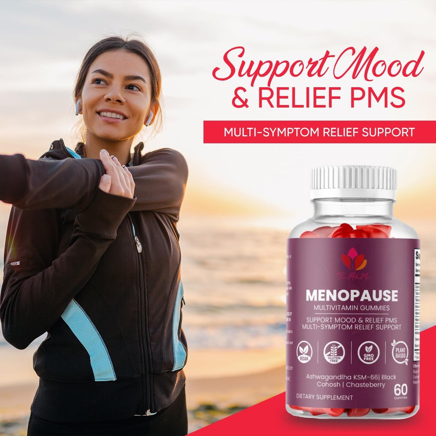 Organic Menopause Gummies for Women's Wellness - 60 Count - With Black Cohosh & Ashwagandha KSM-66 by ThePHnMe