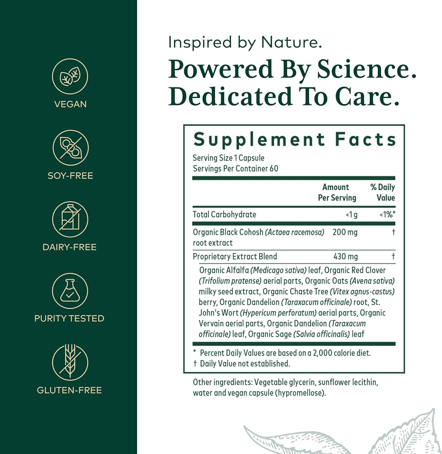 Organic Menopause Supplement for Women - Hormone Balance with Vitex, Black Cohosh, St. John’s Wort - 60 Liquid Capsules