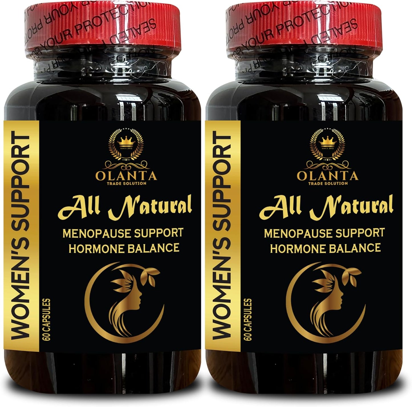 Organic Menopause Support Supplement with Black Cohosh & Wild Yam Root Powder - Natural Relief for Menopause Hot Flashes - 2 Bottles 120 Capsules