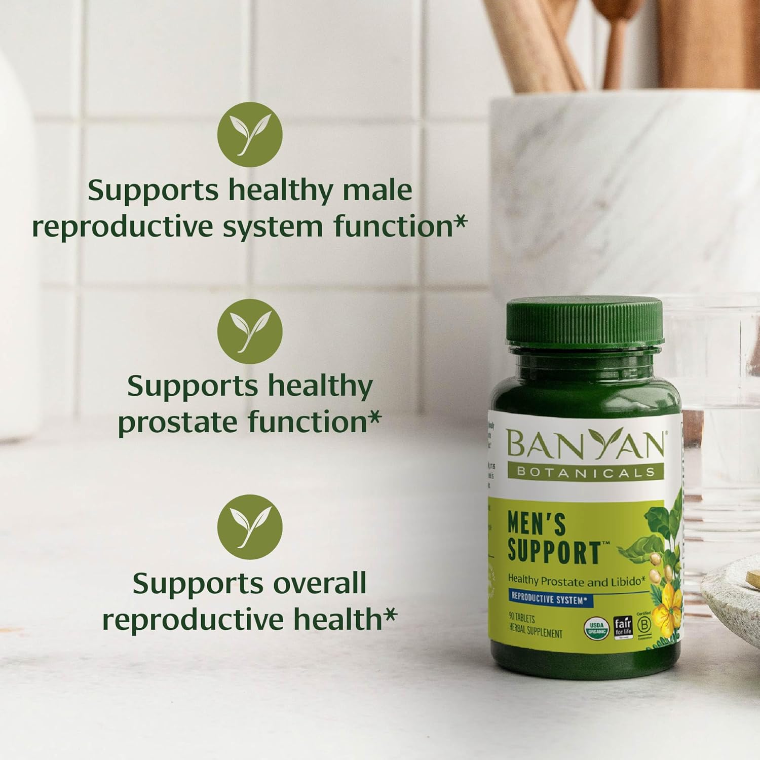 Organic Men's Reproductive Health Support Tablets with Gokshura, Mucuna & Ashwagandha Root - 90 Tablets