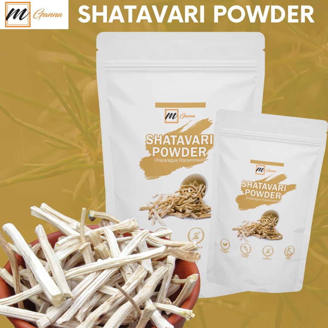 Organic mGanna Shatavari Powder for Healthy Skin, Hair, and Wellness - 0.5 lbs / 227 g