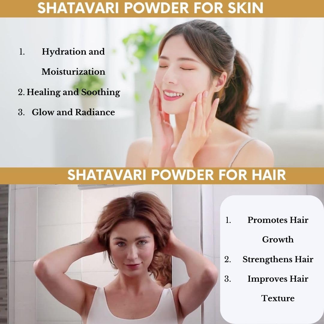 Organic mGanna Shatavari Powder for Healthy Skin, Hair, and Wellness - 0.5 lbs / 227 g