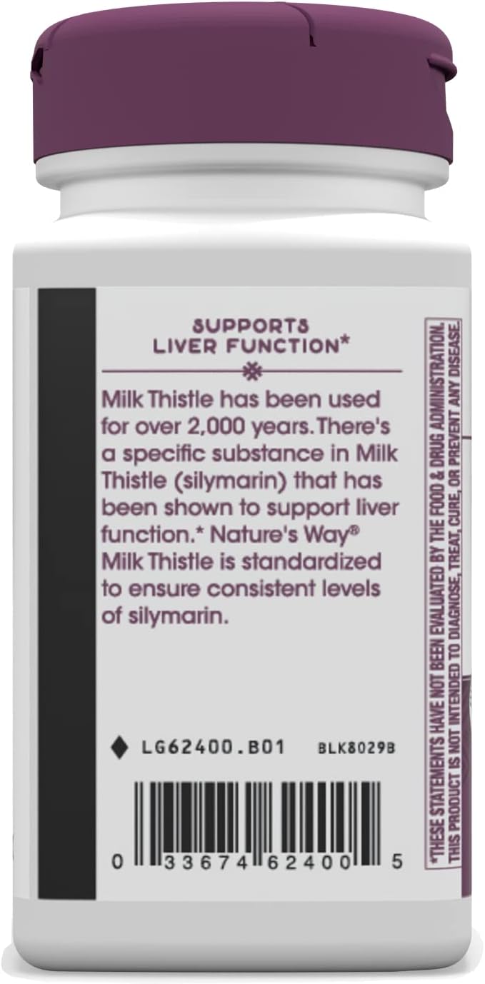 Organic Milk Thistle Capsules - Liver Support & Detox, 175mg Silymarin, Vegan, 60ct