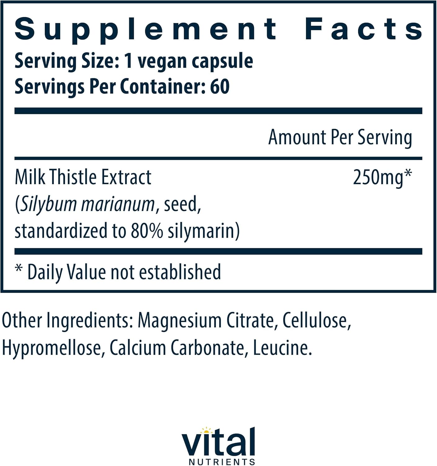 Organic Milk Thistle Extract Capsules - 250mg for Liver Detox & Antioxidant Support - Vegan, Gluten-Free - Non-GMO Liver Health Supplement - 60 Count