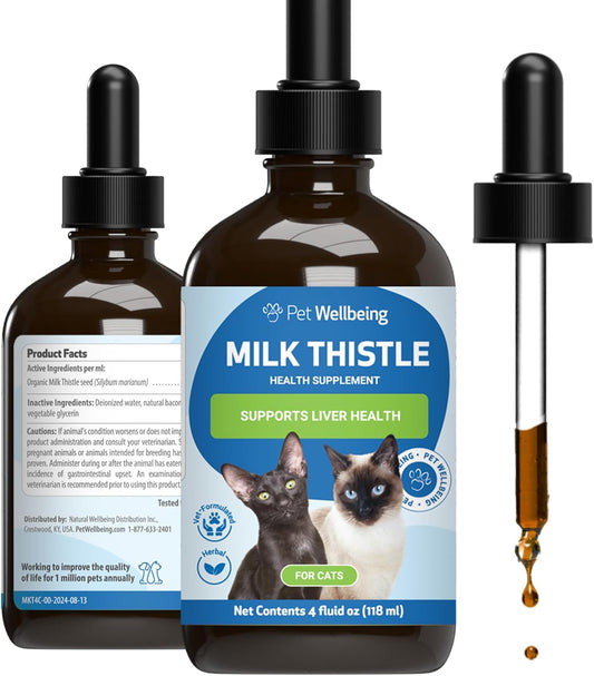 Organic Milk Thistle for Cats - Supports Liver Health, Healthy Detox, Antioxidants - Herbal Supplement for Liver Cell Support - 4 oz