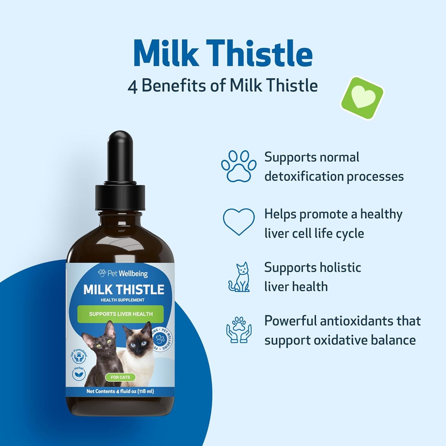 Organic Milk Thistle for Cats - Supports Liver Health, Healthy Detox, Antioxidants - Herbal Supplement for Liver Cell Support - 4 oz