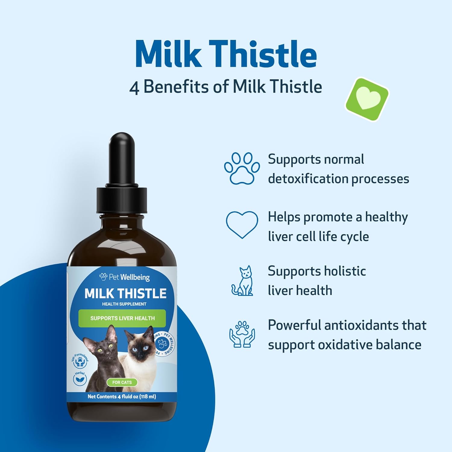 Organic Milk Thistle for Cats - Supports Liver Health, Healthy Detox, Antioxidants - Herbal Supplement for Liver Cell Support - 4 oz