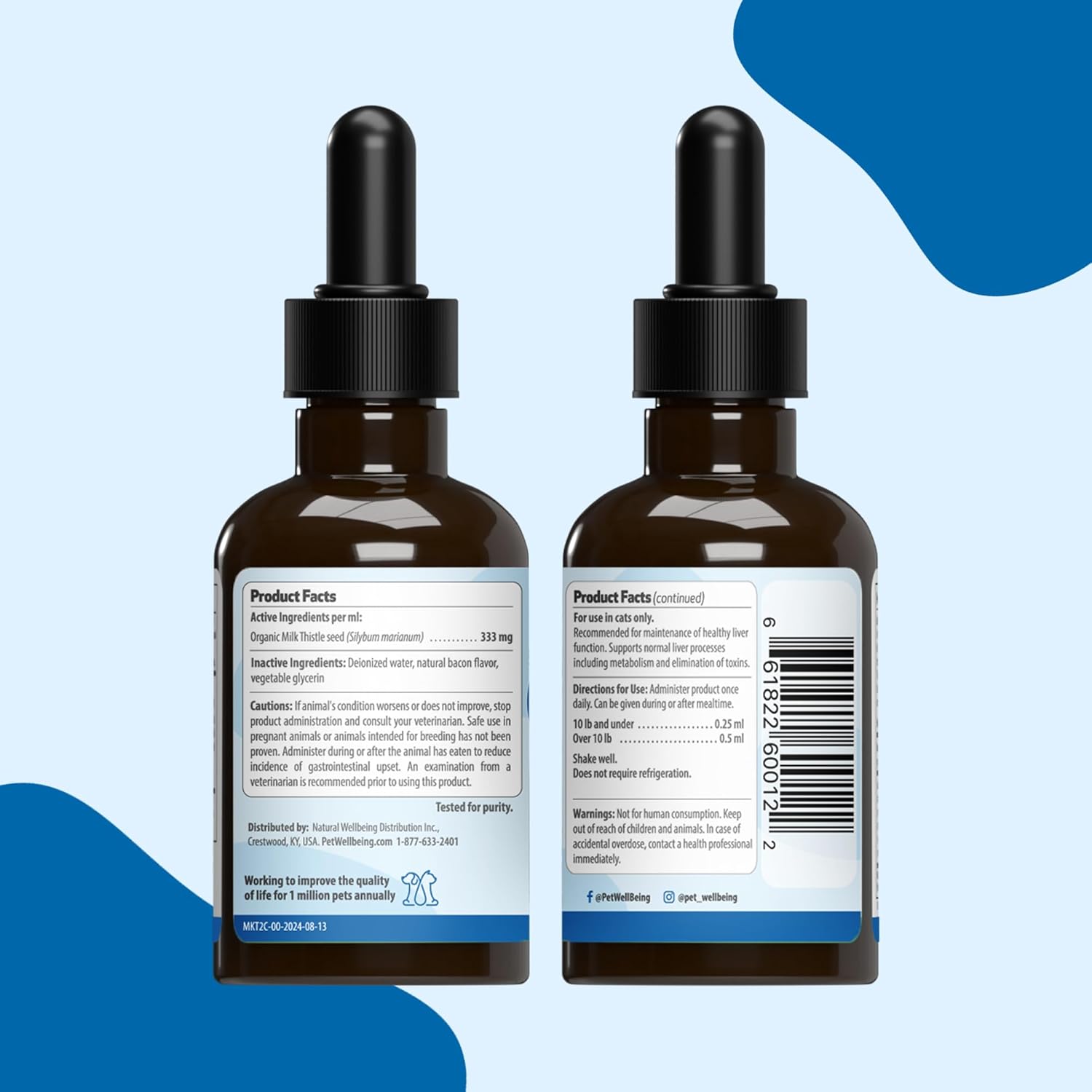 Organic Milk Thistle for Cats - Supports Liver Health, Detoxification, Antioxidants - Herbal Supplement for Liver Cell Support - 2 fl oz
