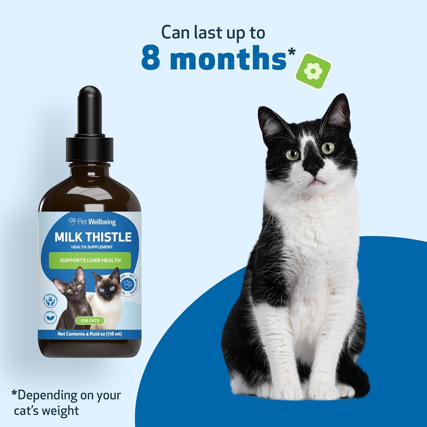 Organic Milk Thistle for Cats - Supports Liver Health, Healthy Detox, Antioxidants - Herbal Supplement for Liver Cell Support - 4 oz