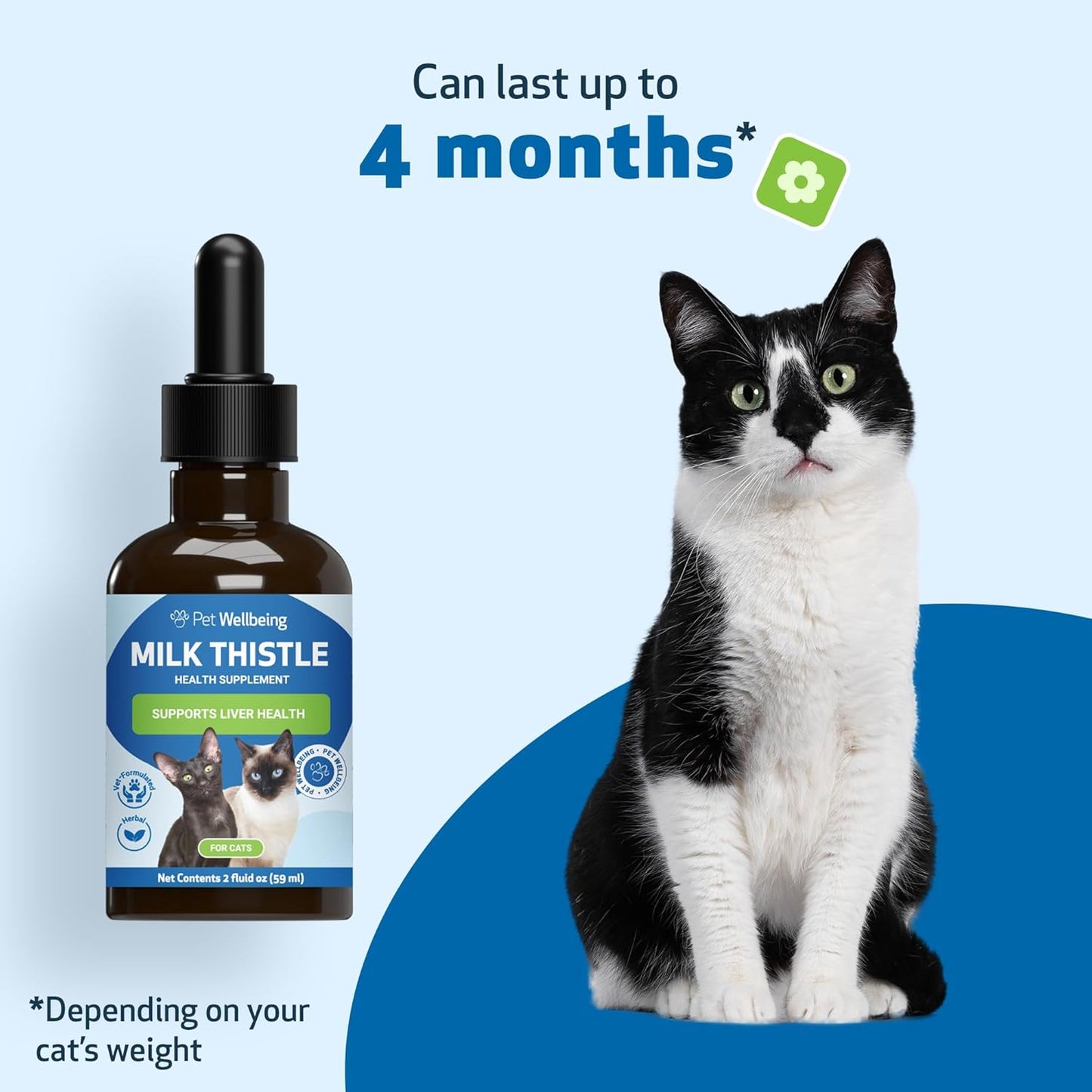 Organic Milk Thistle for Cats - Supports Liver Health, Detoxification, Antioxidants - Herbal Supplement for Liver Cell Support - 2 fl oz