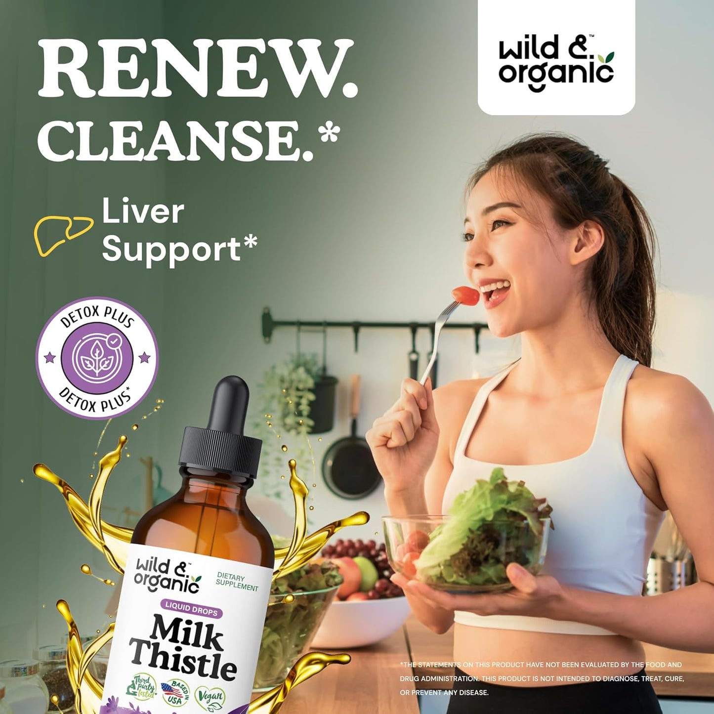 Organic Milk Thistle Liquid Drops for Liver Cleanse - Silymarin Supplement for Liver Support - Vegan, Sugar & Alcohol-Free - 4 fl oz
