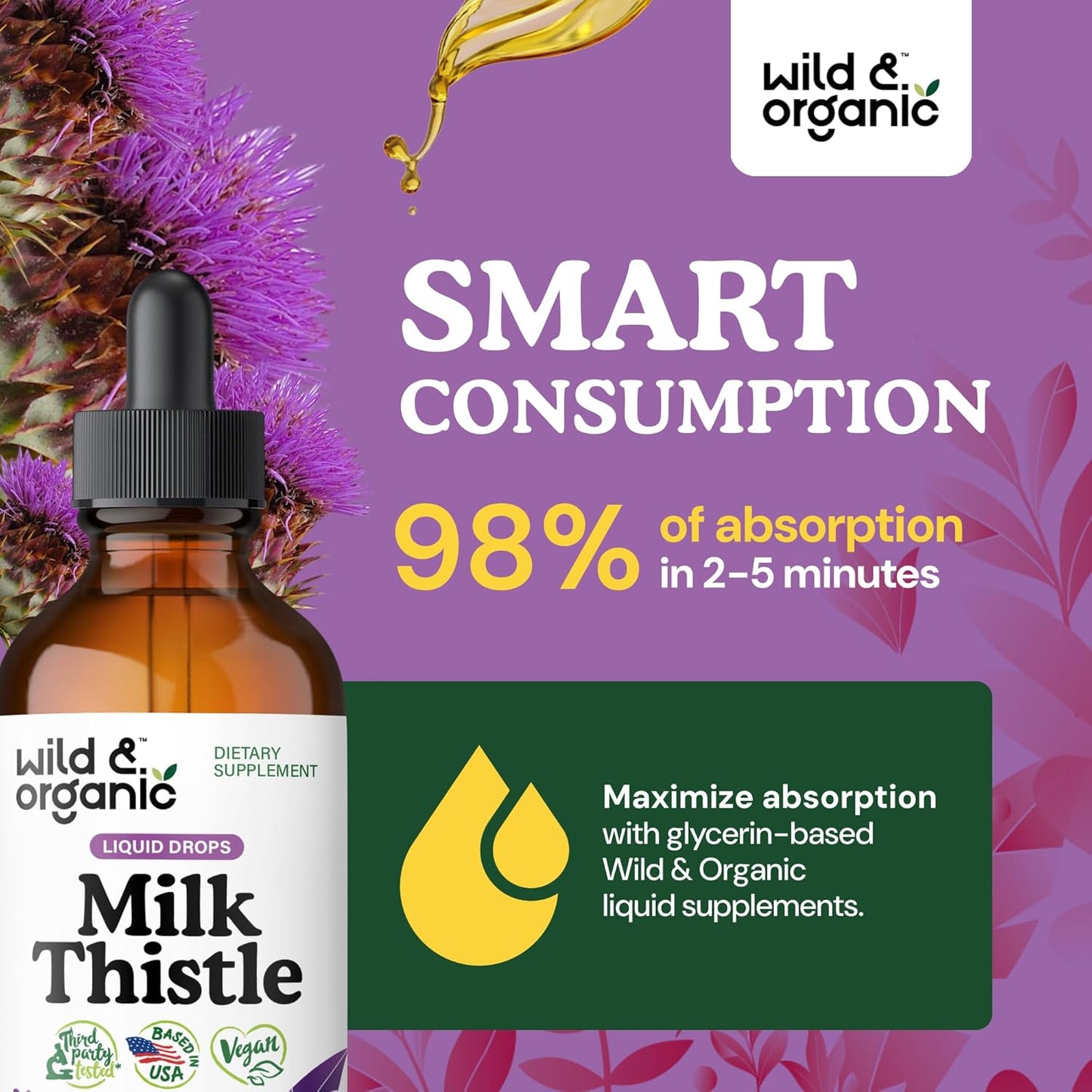 Organic Milk Thistle Liquid Drops for Liver Cleanse - Silymarin Supplement for Liver Support - Vegan, Sugar & Alcohol-Free - 4 fl oz