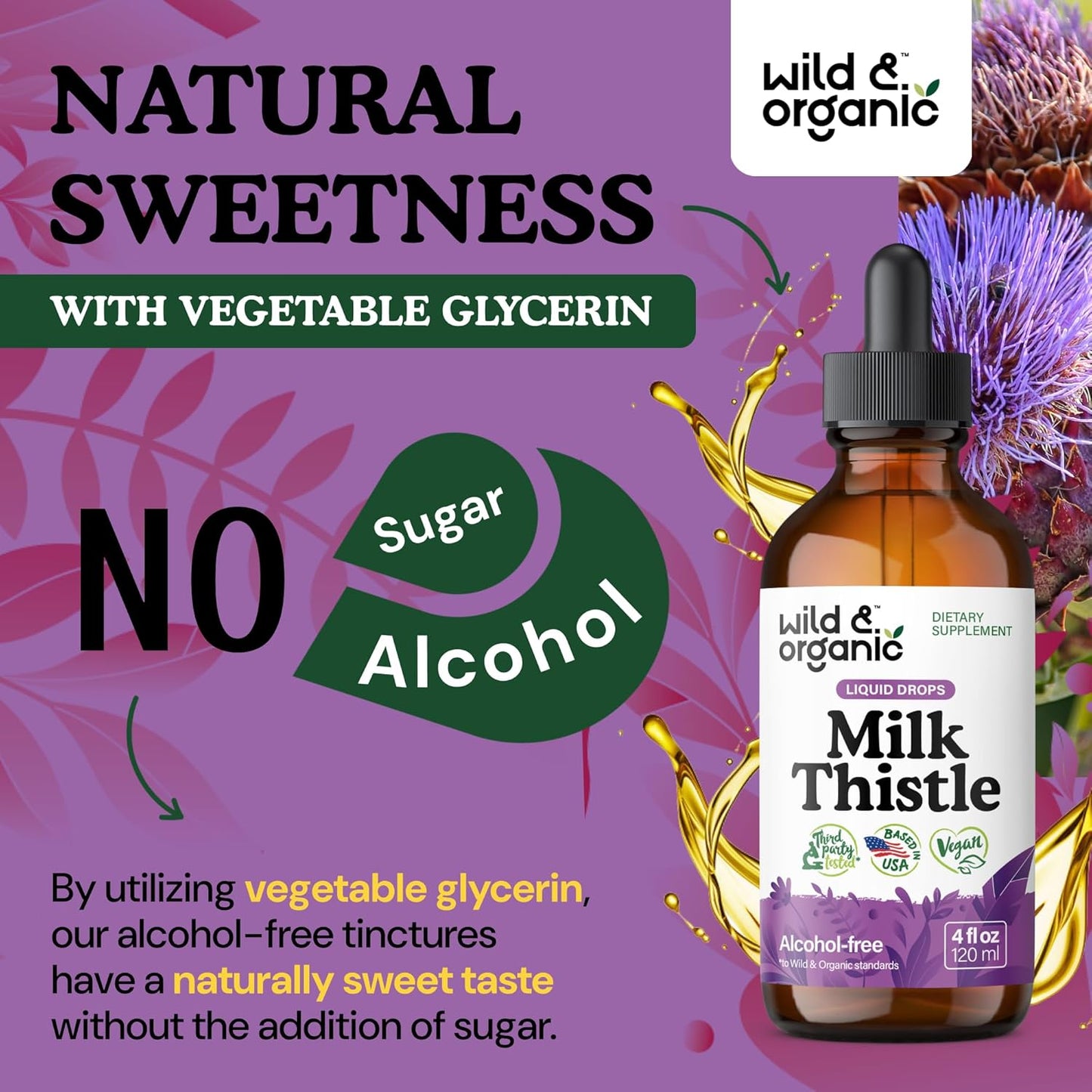 Organic Milk Thistle Liquid Drops for Liver Cleanse - Silymarin Supplement for Liver Support - Vegan, Sugar & Alcohol-Free - 4 fl oz