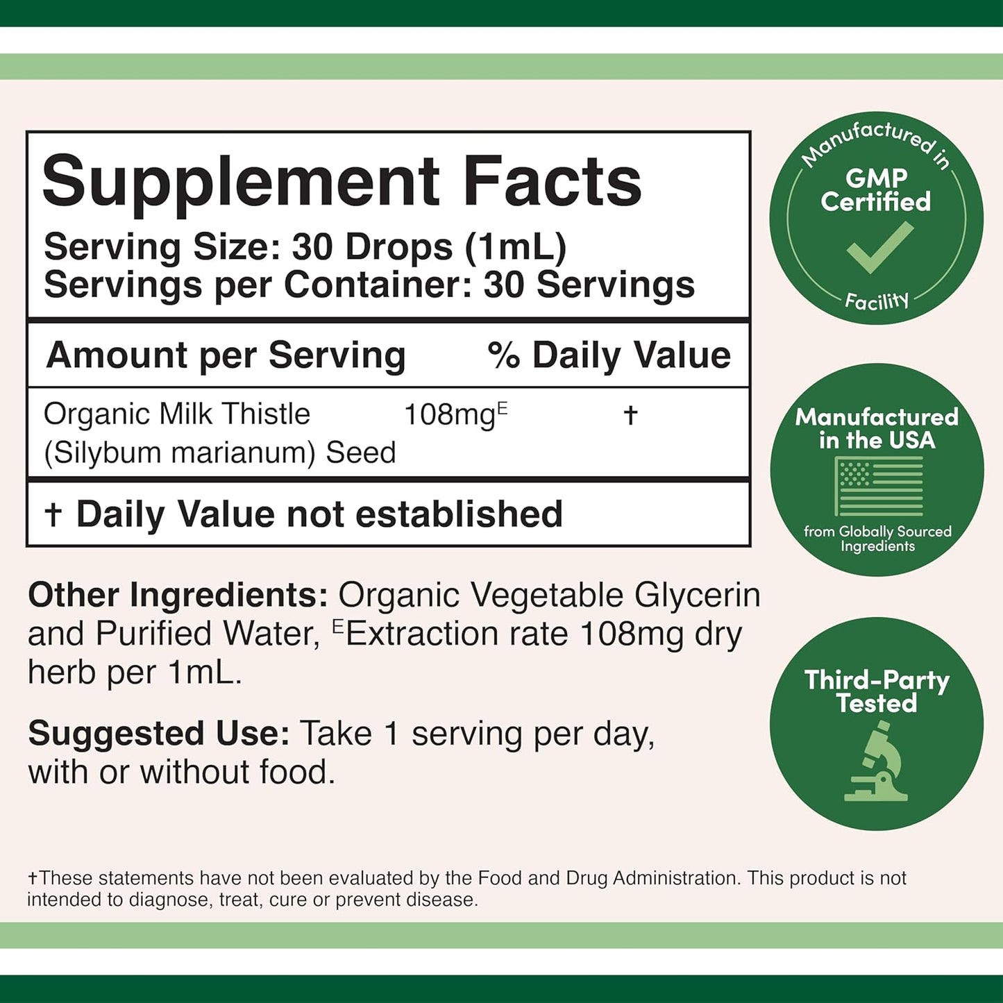 Organic Milk Thistle Liver Detox Drops - Vegan-Friendly Supplement by Double Wood - 1 FL OZ - Non-GMO & Gluten Free - 30 Servings
