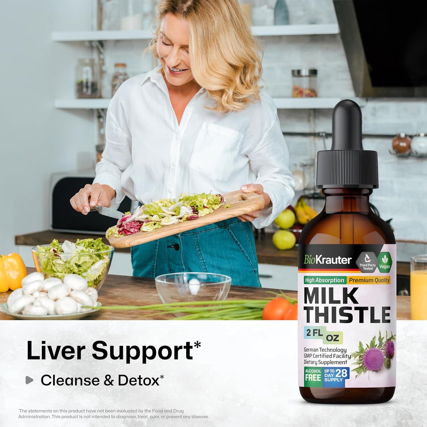 Organic Milk Thistle Liver Support Drops - Silymarin Supplement for Liver Cleanse - Alcohol & Sugar Free Tincture - 2 Fl. Oz.