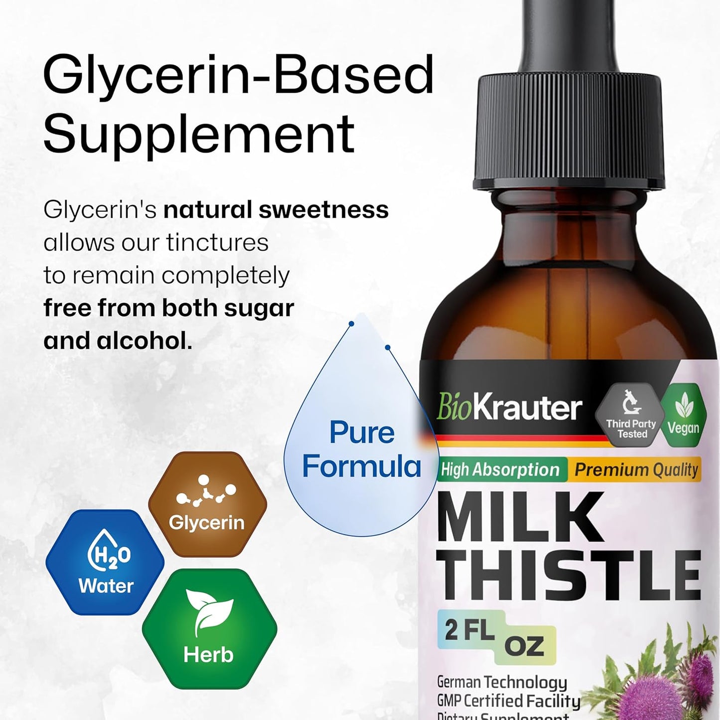 Organic Milk Thistle Liver Support Drops - Silymarin Supplement for Liver Cleanse - Alcohol & Sugar Free Tincture - 2 Fl. Oz.