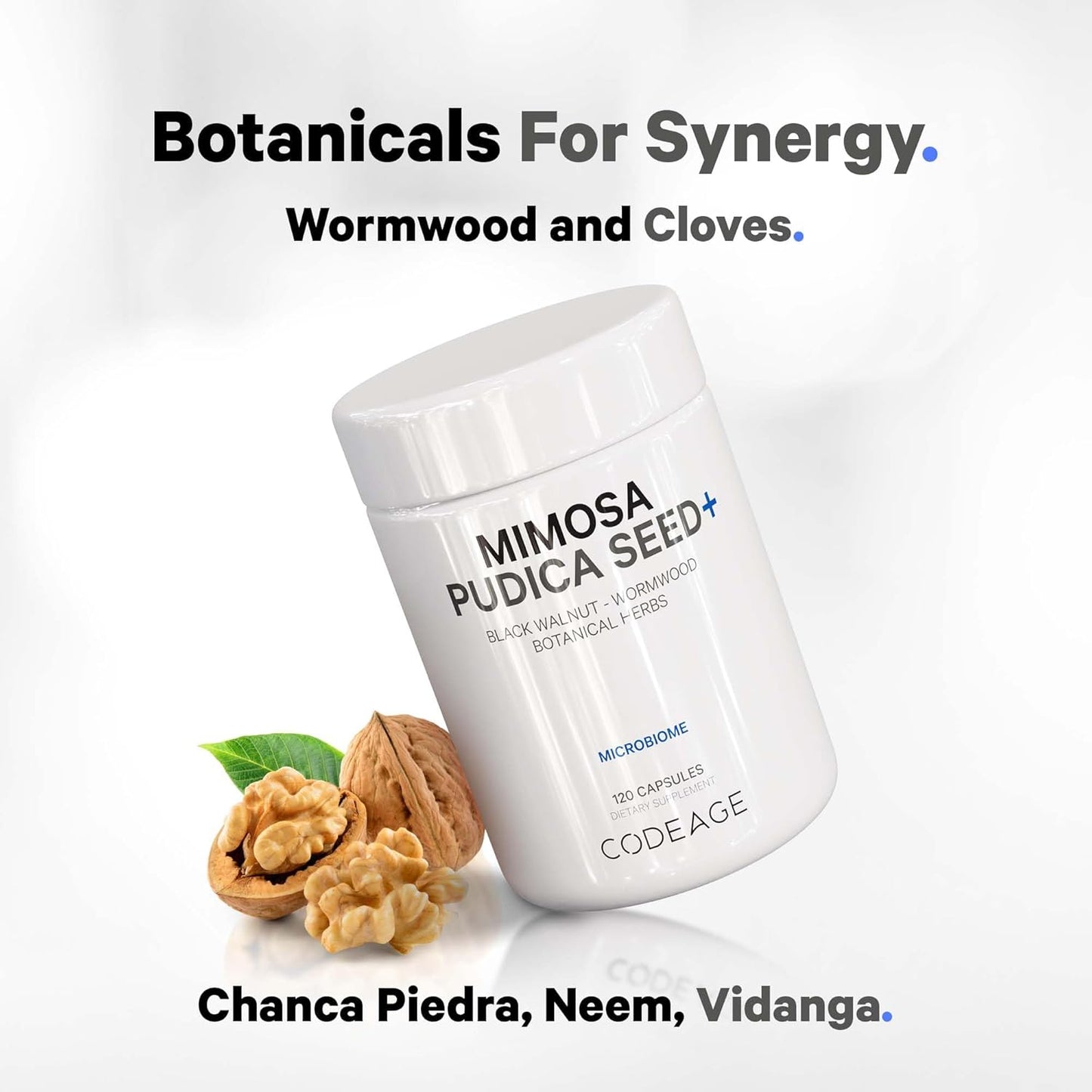 Organic Mimosa Pudica Seed Capsules with Black Walnut, Cloves, Vidanga, Neem, BioPerine - Sensitive Plant Pills - Non-GMO & Vegan - 120 Capsules