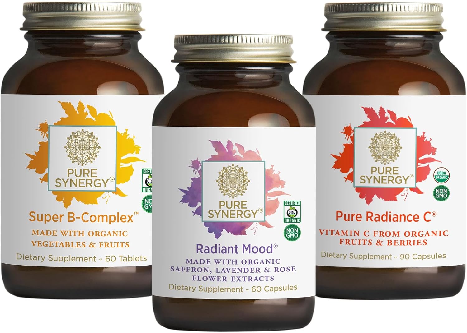 Organic Mood and Adrenal Support Bundle with Saffron Extract, Vitamin C, and B Complex | Non-GMO Vegan Supplements