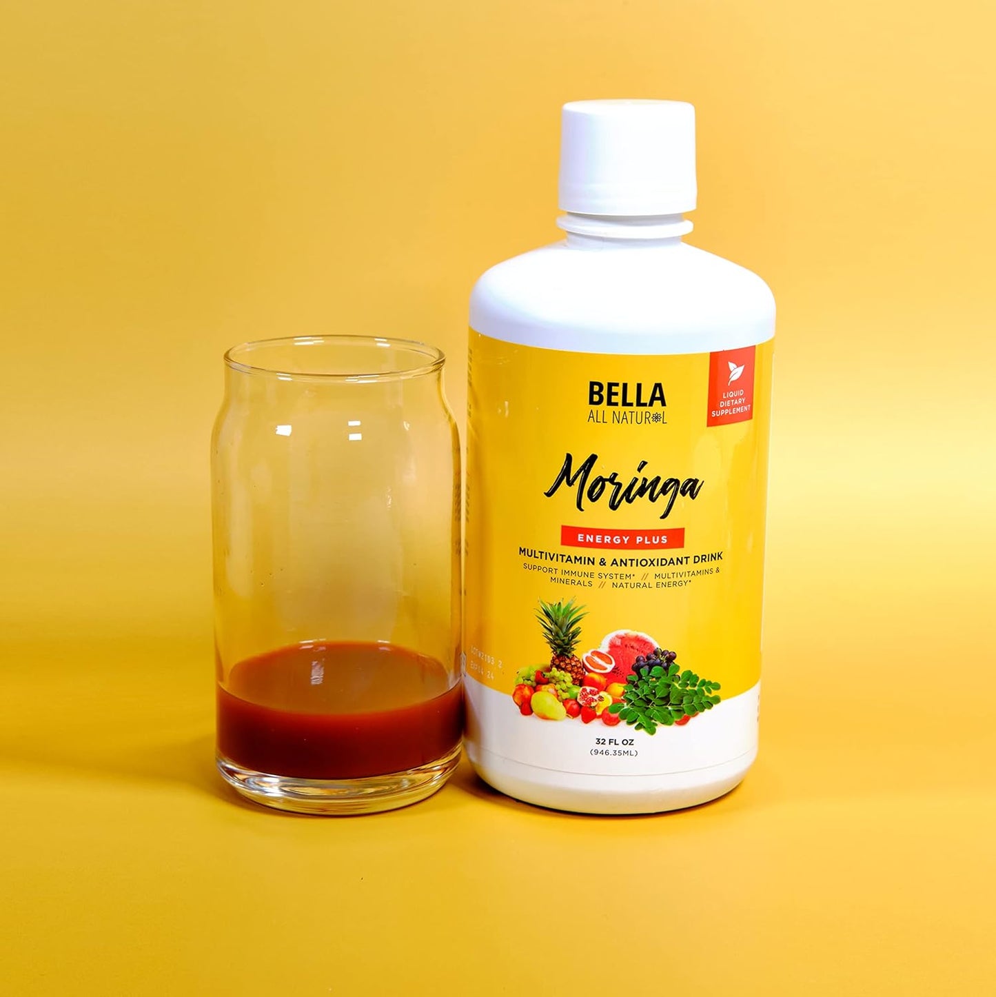 Organic Moringa Juice Energy Plus - All Natural Multivitamin and Antioxidant Drink - 32oz