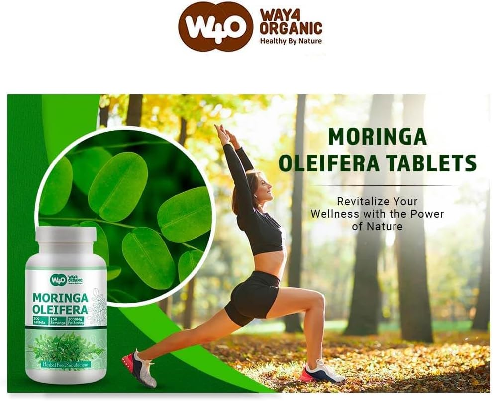 Organic Moringa Leaf Powder Capsules - 300 Pills, 150 Servings, 1000mg - 1 Pack
