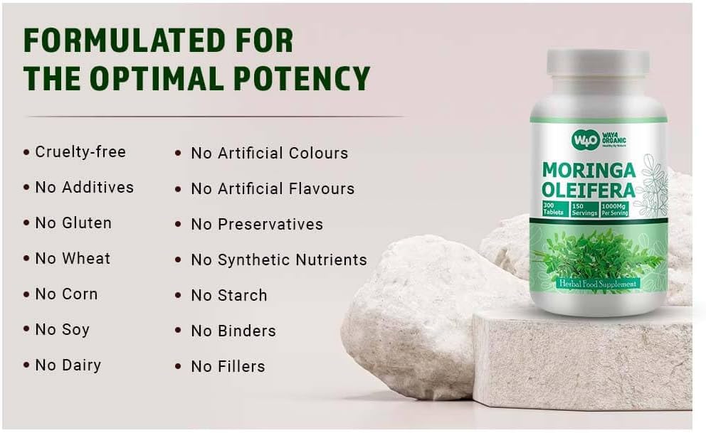 Organic Moringa Leaf Powder Capsules - 300 Pills, 150 Servings, 1000mg - 1 Pack