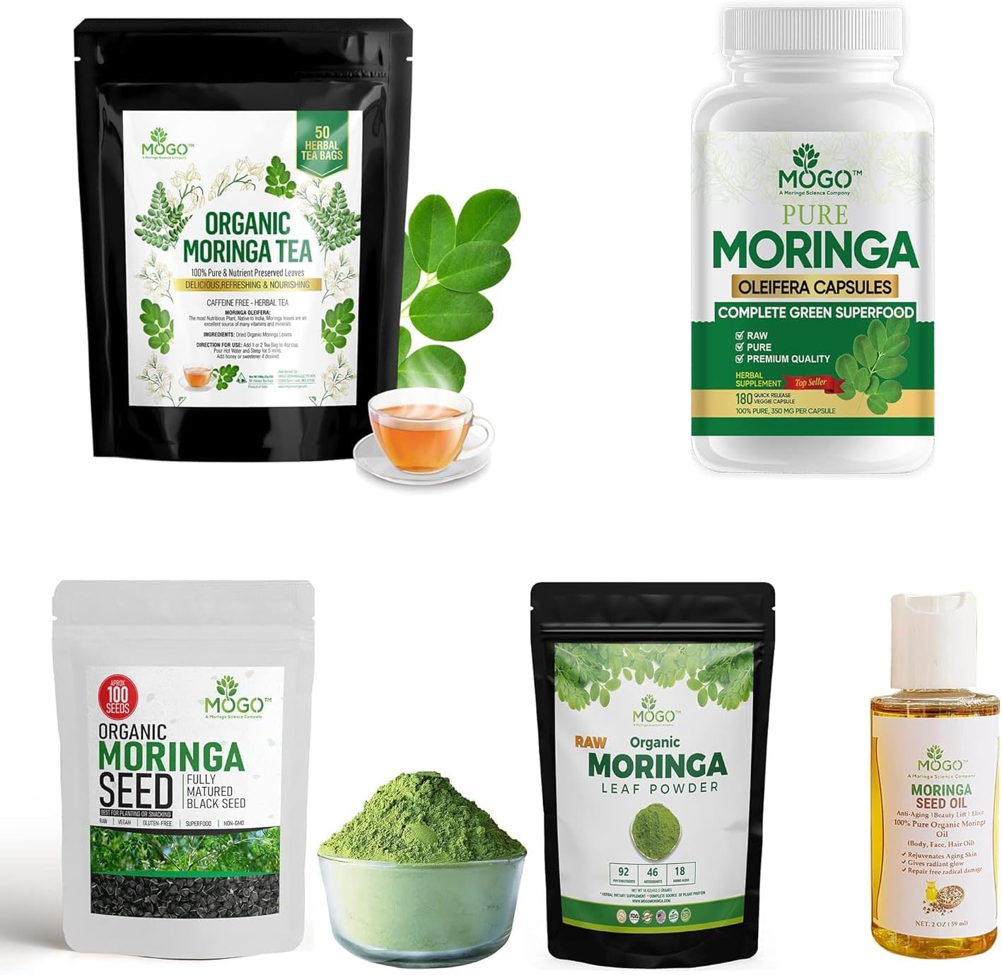 Organic Moringa Powder Capsules - 180 Ct for Energy, Immunity & Joint Health - Vegan & Non GMO - Pure Moringa Supplement