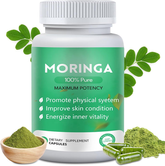 Organic Moringa Powder Capsules 800mg - Nutrient-Rich Supplement for Energy and Skin Health - 1PC