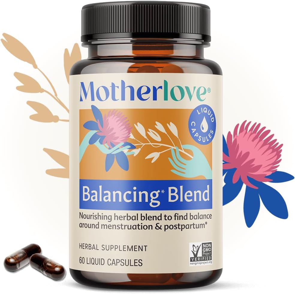 Organic Motherlove Balancing Blend Herbal Supplement for Hormonal Health - 60 Liquid Caps - Non-GMO, Vegan, Kosher - Menstrual & Postpartum Support