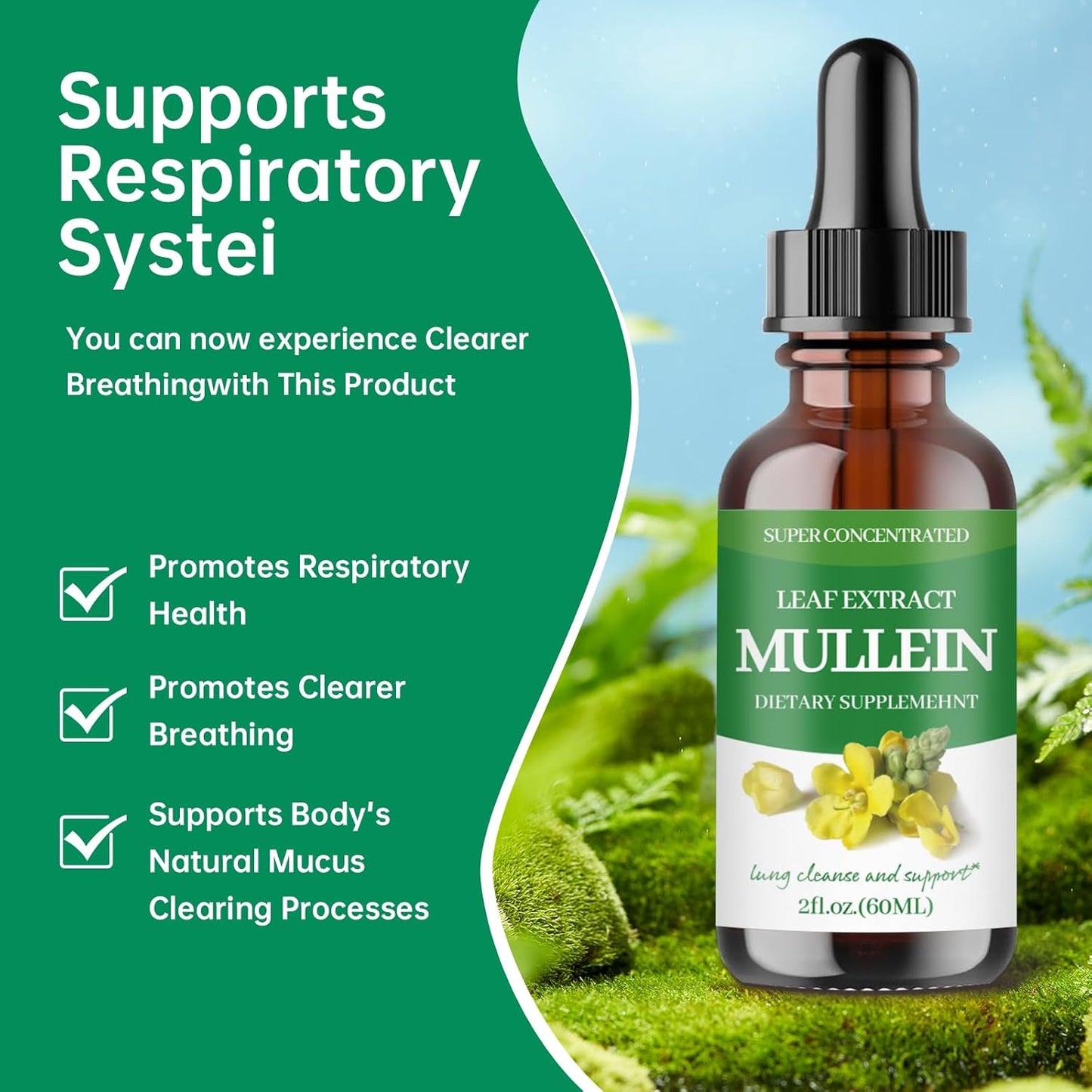 Organic Mullein Leaf Extract Drops for Lung Support - Natural Tincture Supplement for Adults - Non-GMO, Vegetarian - 2 Pack