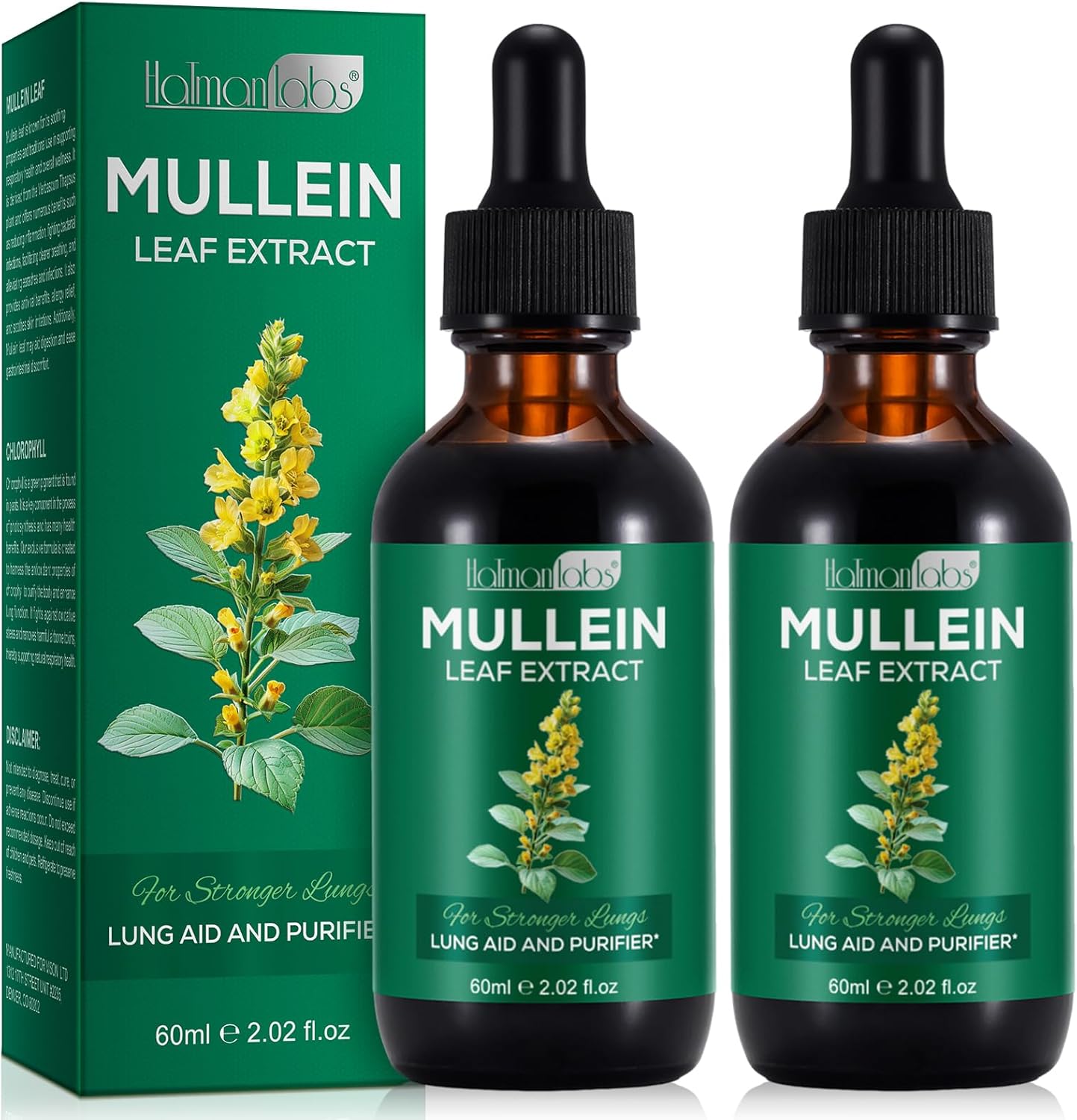Organic Mullein Leaf Lung Cleanse Drops - Natural Lung Support Supplement - 4.04 Fl.Oz