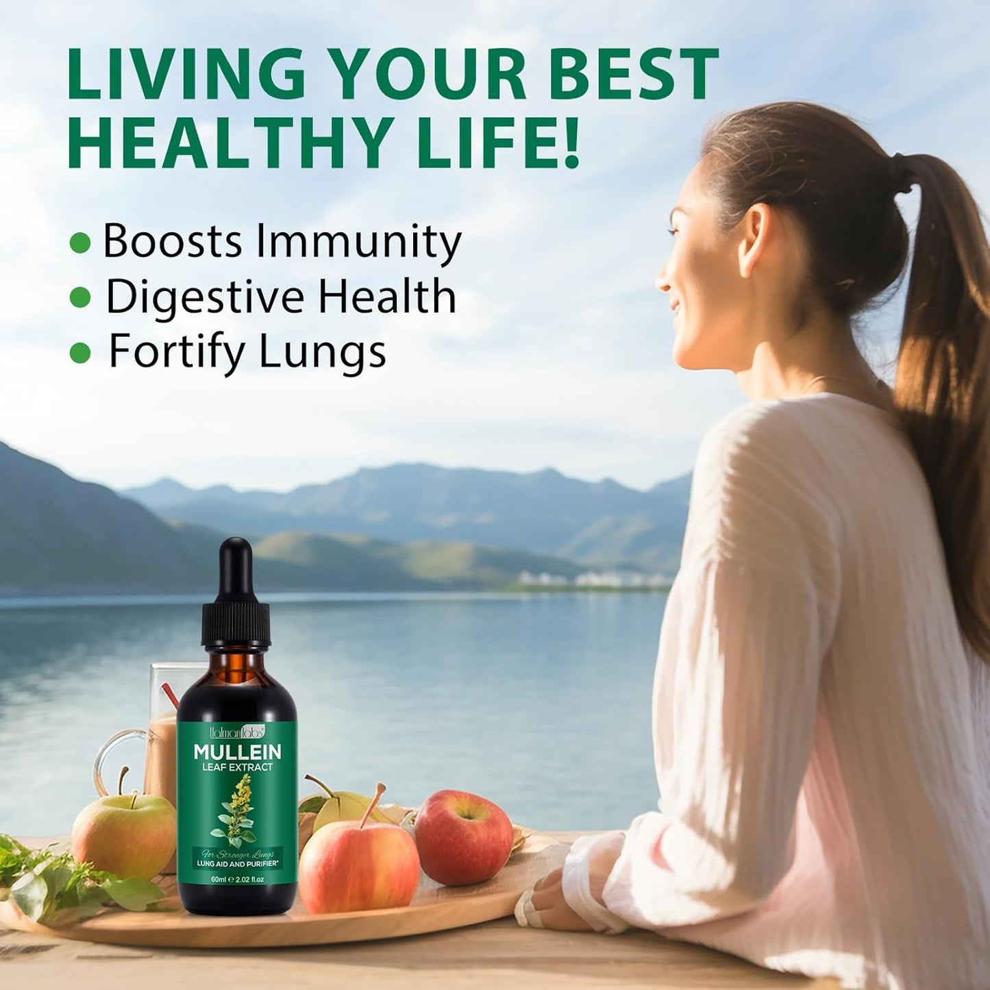 Organic Mullein Leaf Lung Cleanse Drops - Natural Lung Support Supplement - 4.04 Fl.Oz
