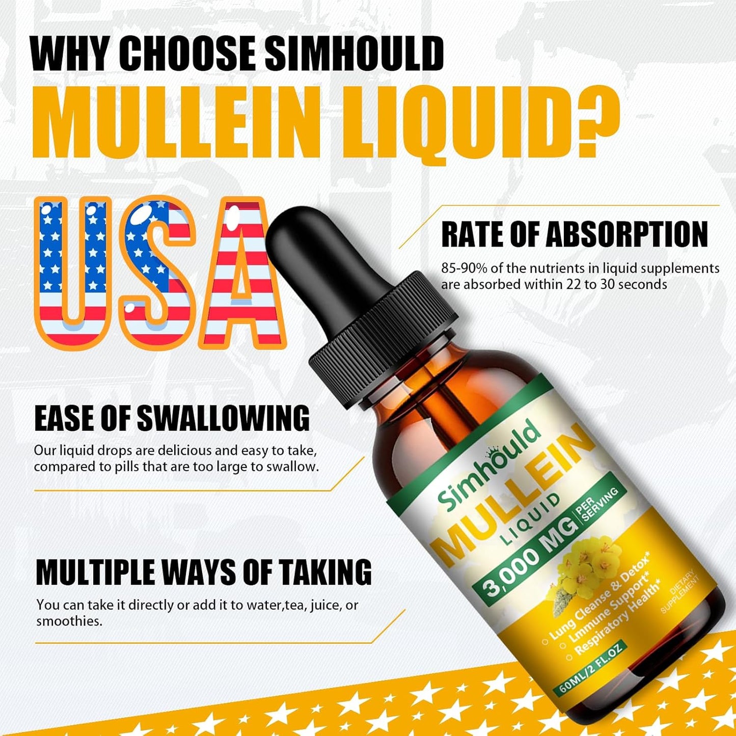 Organic Mullein Leaf Tincture 2 Pack - 3000mg Lung Detox & Respiratory Health - Natural Supplement for Immune Boost & Digestive Support - 4 oz Vegan Formula