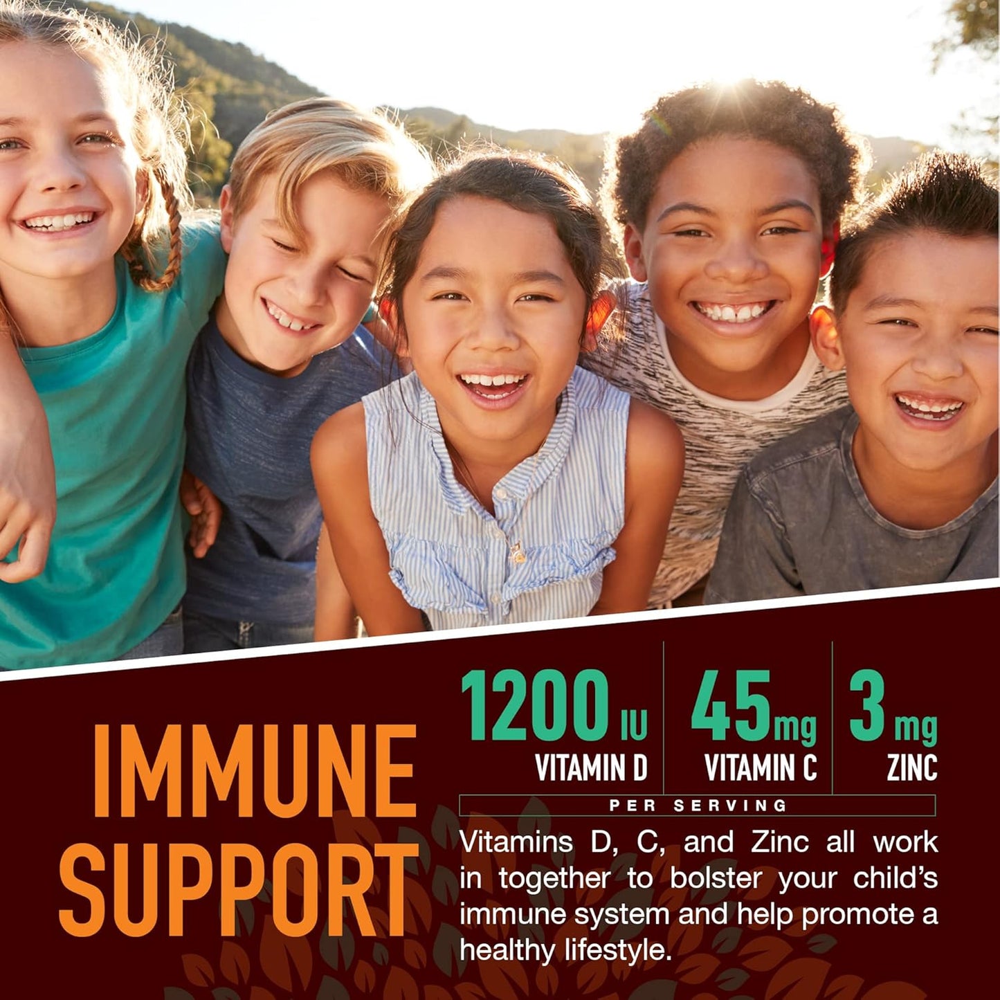Organic Multivitamin Gummies for Kids with Immune Support - 60 Count