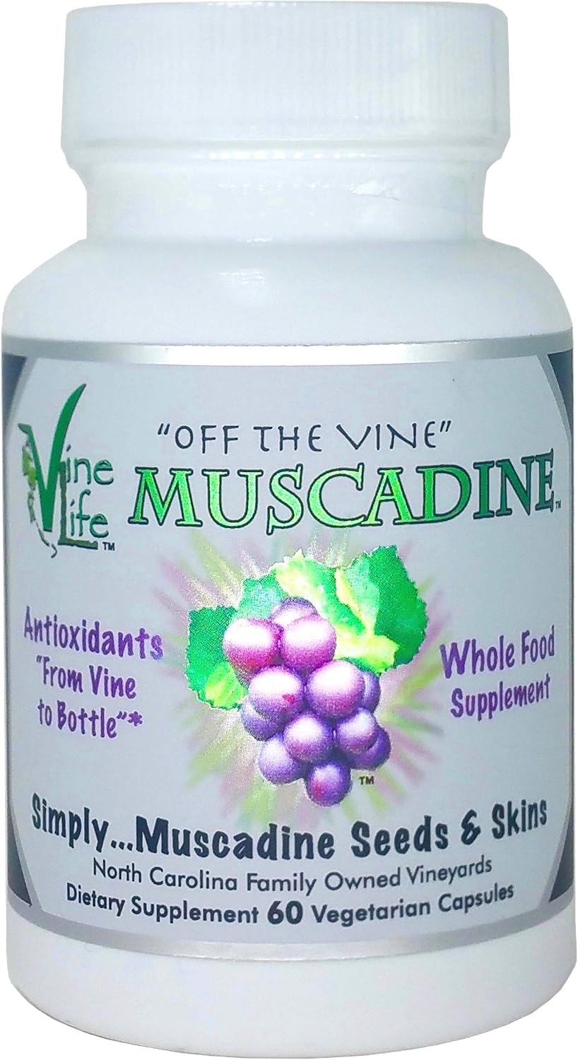 Organic Muscadine Grape Seed & Skin Capsules - 60 Count - High Antioxidant Superfood - 1300mg Per Serving - Resveratrol Supplement