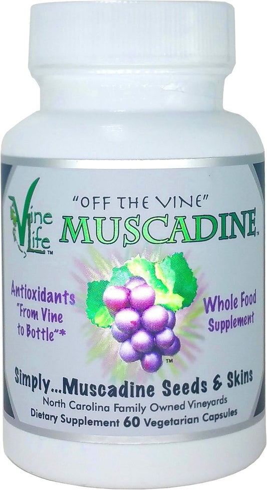 Organic Muscadine Grape Seed & Skin Capsules - 60 Count - High Antioxidant Superfood - 1300mg Per Serving - Resveratrol Supplement