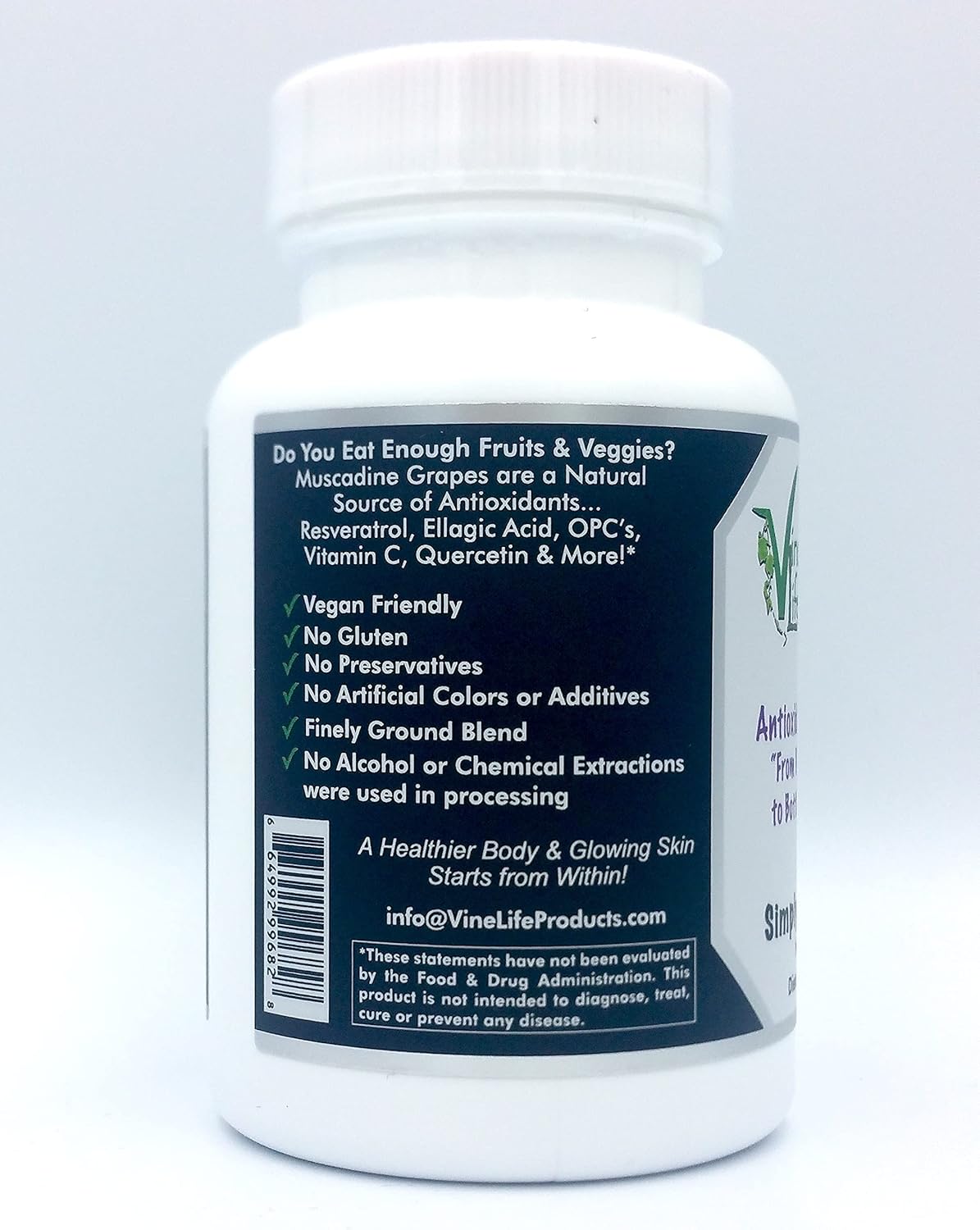 Organic Muscadine Grape Seed & Skin Capsules - 60 Count - High Antioxidant Superfood - 1300mg Per Serving - Resveratrol Supplement