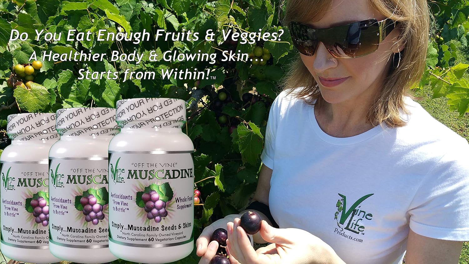 Organic Muscadine Grape Seed & Skin Capsules - 60 Count - High Antioxidant Superfood - 1300mg Per Serving - Resveratrol Supplement